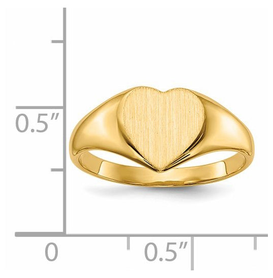 14K Yellow Gold 9.0x9.0mm Closed Back Heart Signet Ring