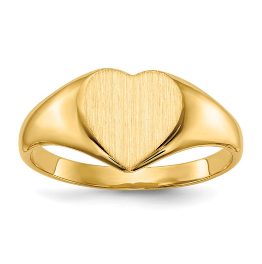14K Yellow Gold 9.0x9.0mm Closed Back Heart Signet Ring