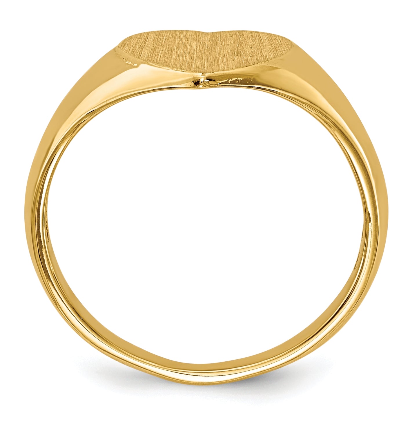 14K Yellow Gold 9.0x9.0mm Open Back Heart Signet Ring