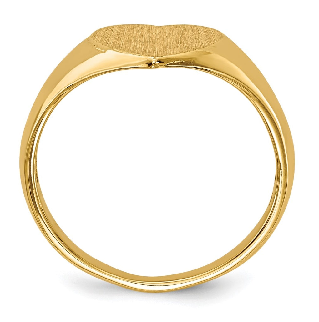14k Yellow Gold 9.0x9.0mm Open Back Heart Signet Ring