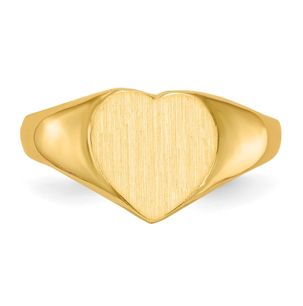 14k Yellow Gold 9.0x9.0mm Open Back Heart Signet Ring