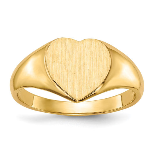 14K Yellow Gold 9.0x9.0mm Open Back Heart Signet Ring