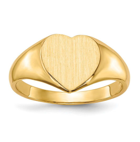 14k Yellow Gold 9.0x9.0mm Open Back Heart Signet Ring