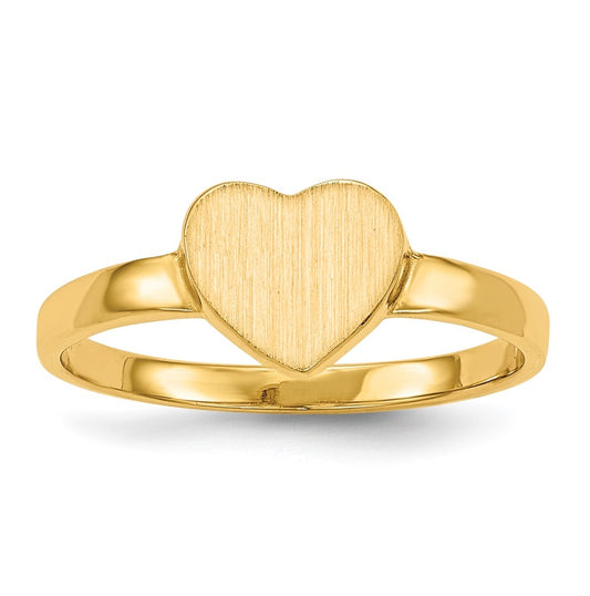10k Yellow Gold 6.5x7.5mm Open Back Heart Signet Ring