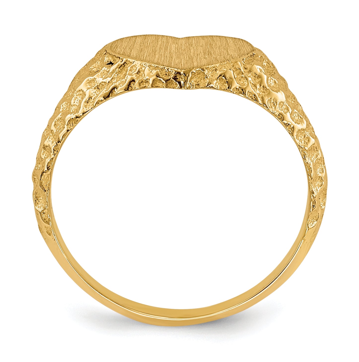 14K Yellow Gold 7.5x8.0mm Open Back Heart Signet Ring