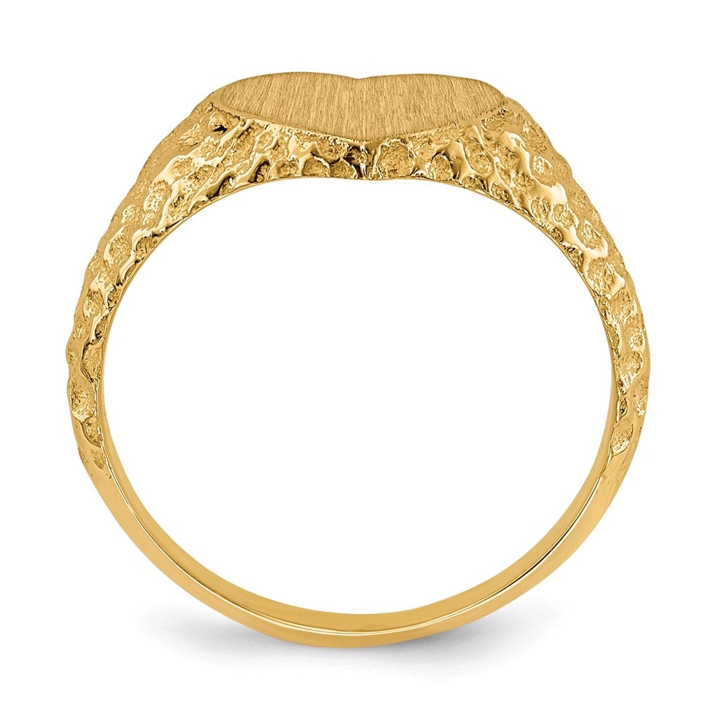 14k Yellow Gold 8.0x7.5mm Open Back Heart Signet Ring