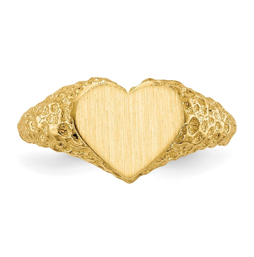 14k Yellow Gold 8.0x7.5mm Open Back Heart Signet Ring