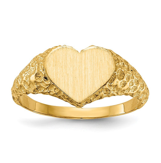 14k Yellow Gold 8.0x7.5mm Open Back Heart Signet Ring