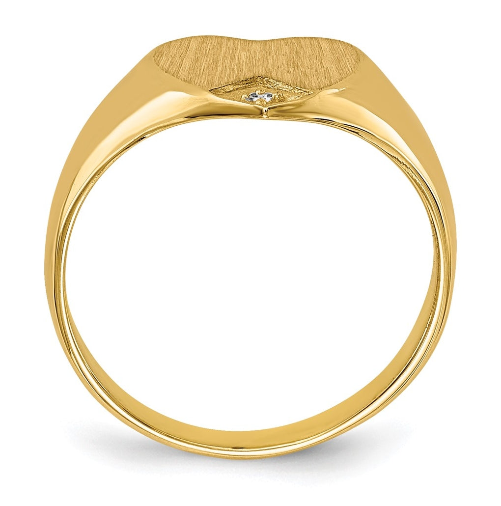 14k Yellow Gold .005ct. Diamond Closed Back 9.0x9.0mm Heart Signet Ring