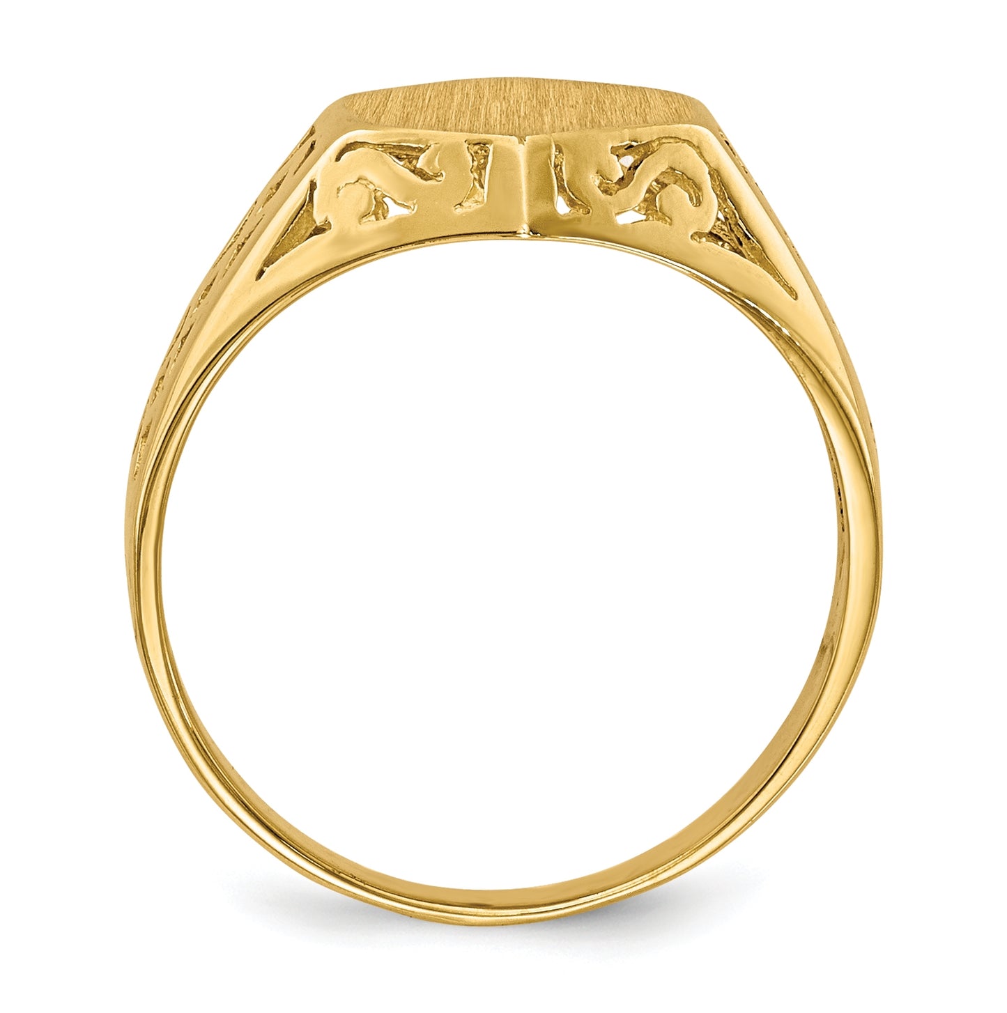 14K Yellow Gold 9.5x8.5mm Open Back Signet Ring