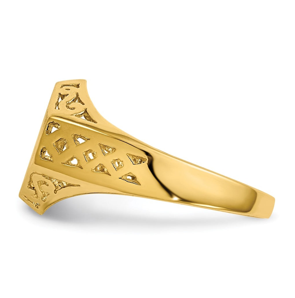14k Yellow Gold 9.5x8.5mm Open Back Signet Ring