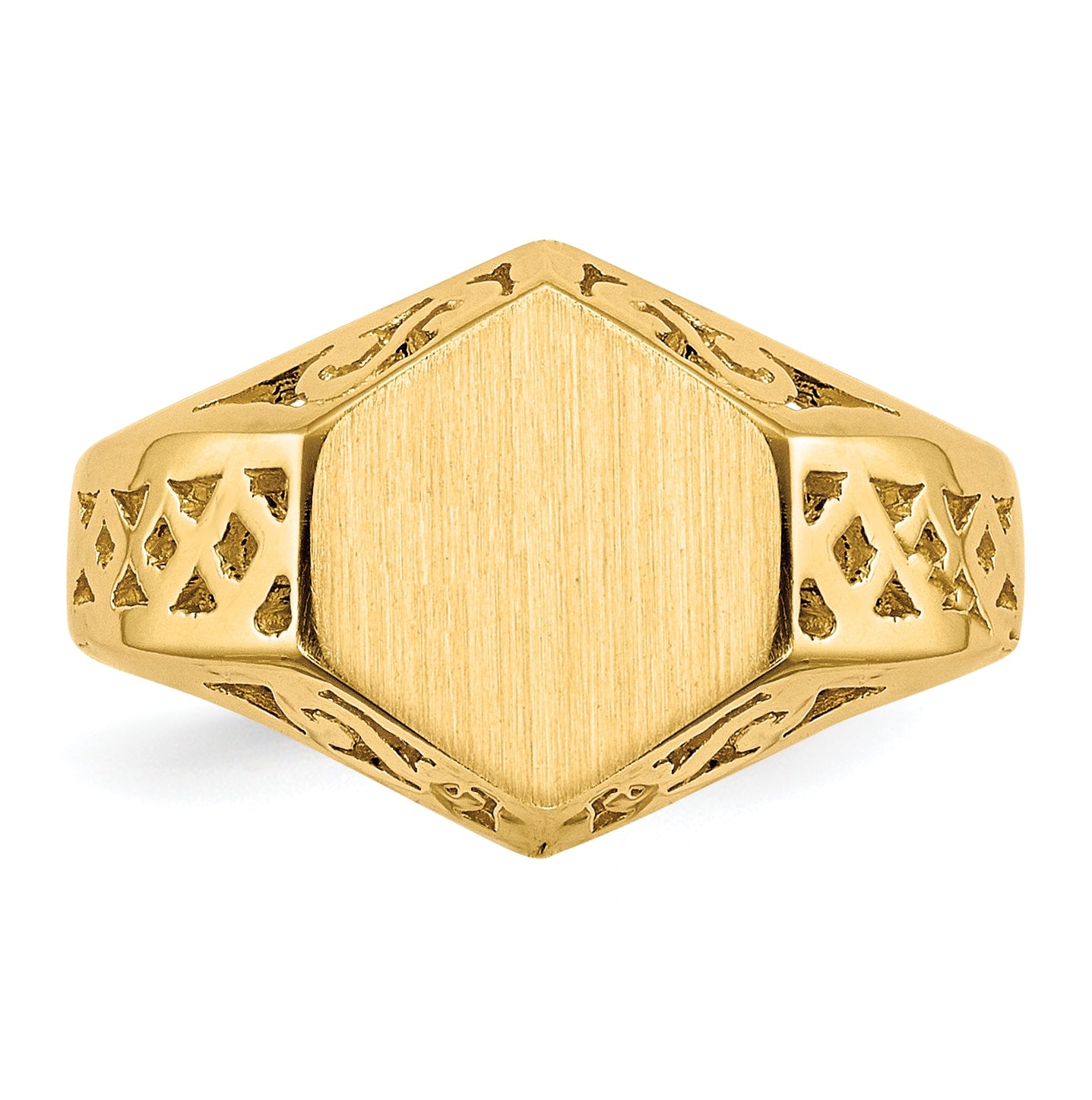14K Yellow Gold 9.5x8.5mm Open Back Signet Ring