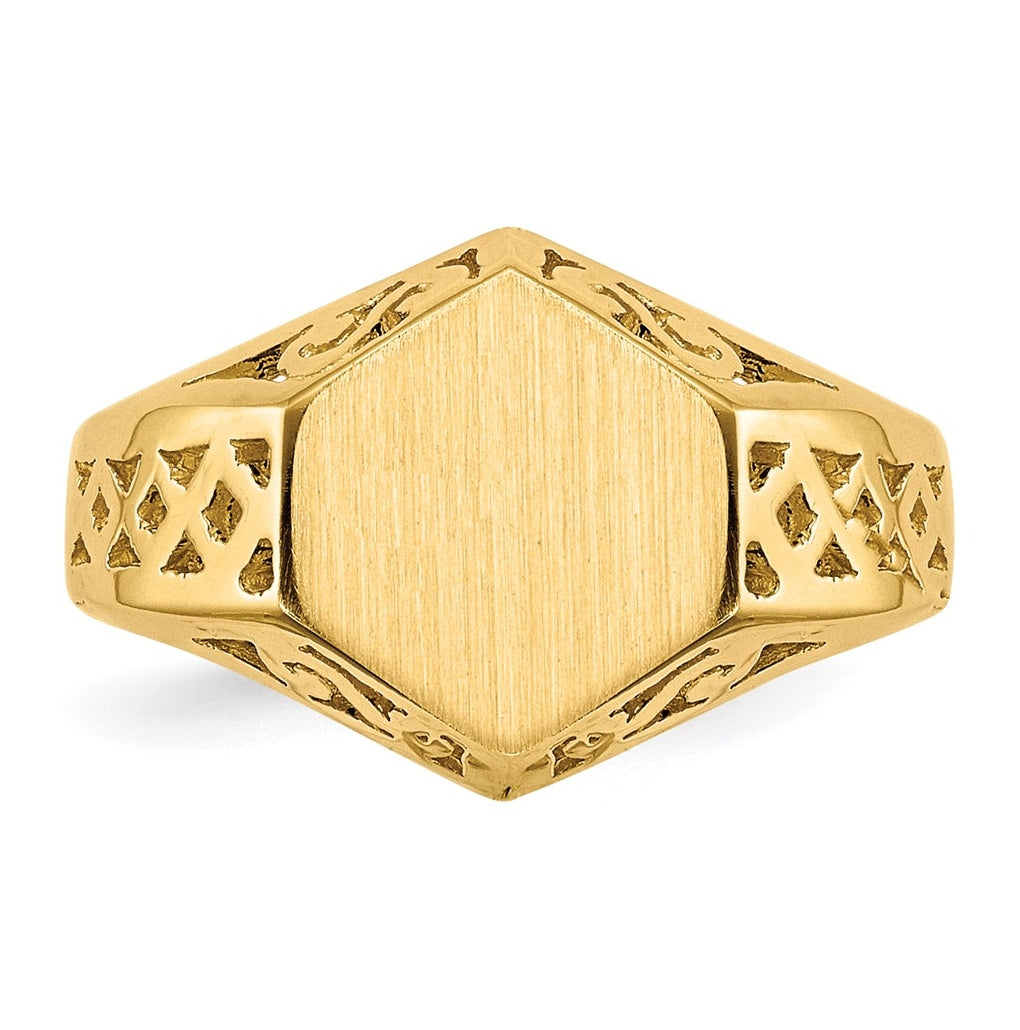 14k Yellow Gold 9.5x8.5mm Open Back Signet Ring