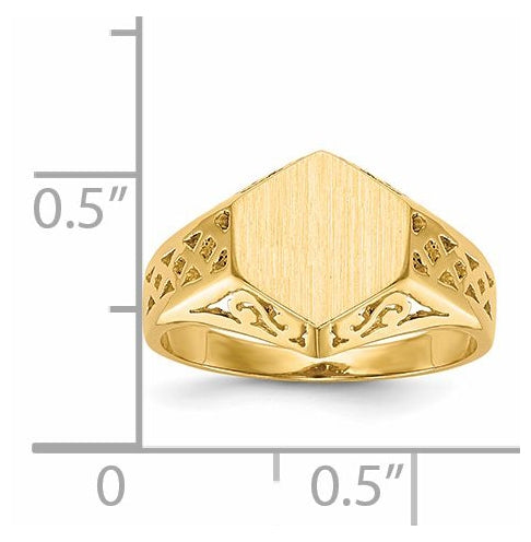 14K Yellow Gold 9.5x8.5mm Open Back Signet Ring
