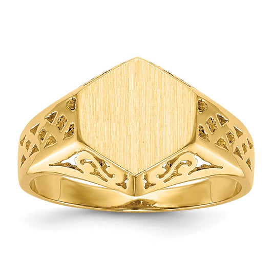 14K Yellow Gold 9.5x8.5mm Open Back Signet Ring