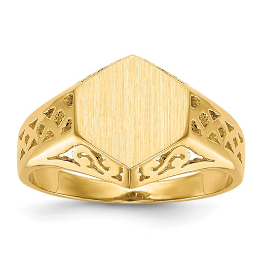 14k Yellow Gold 9.5x8.5mm Open Back Signet Ring