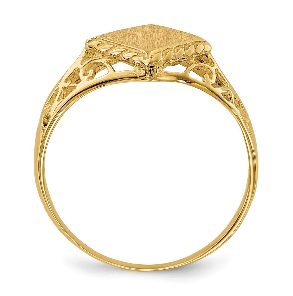 14k Yellow Gold 8.5x8.0mm Open Back Signet Ring