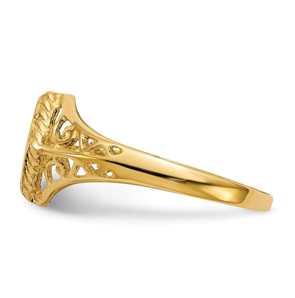 14k Yellow Gold 8.5x8.0mm Open Back Signet Ring