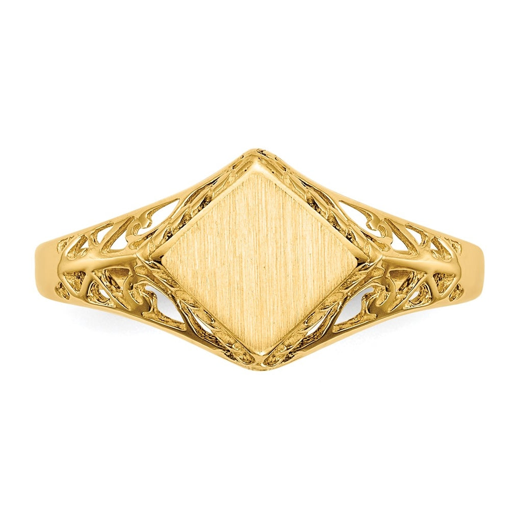 14k Yellow Gold 8.5x8.0mm Open Back Signet Ring
