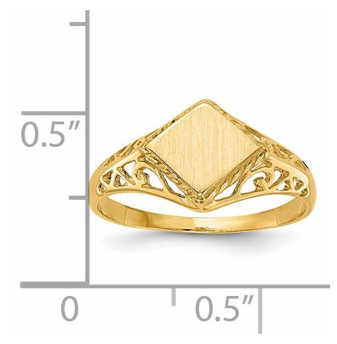 14K Yellow Gold 8.0x8.5mm Open Back Signet Ring