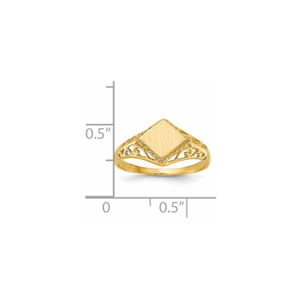 14k Yellow Gold 8.5x8.0mm Open Back Signet Ring