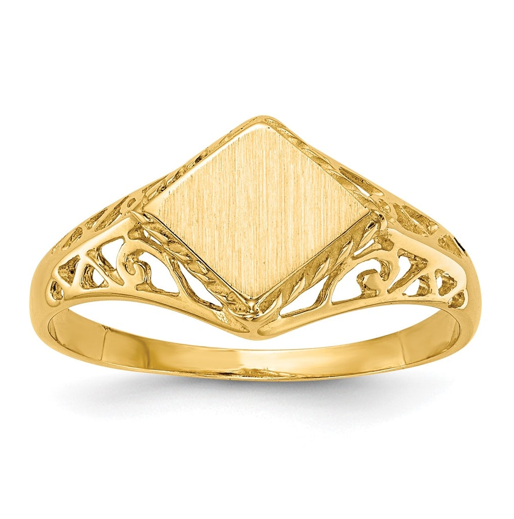 14k Yellow Gold 8.5x8.0mm Open Back Signet Ring