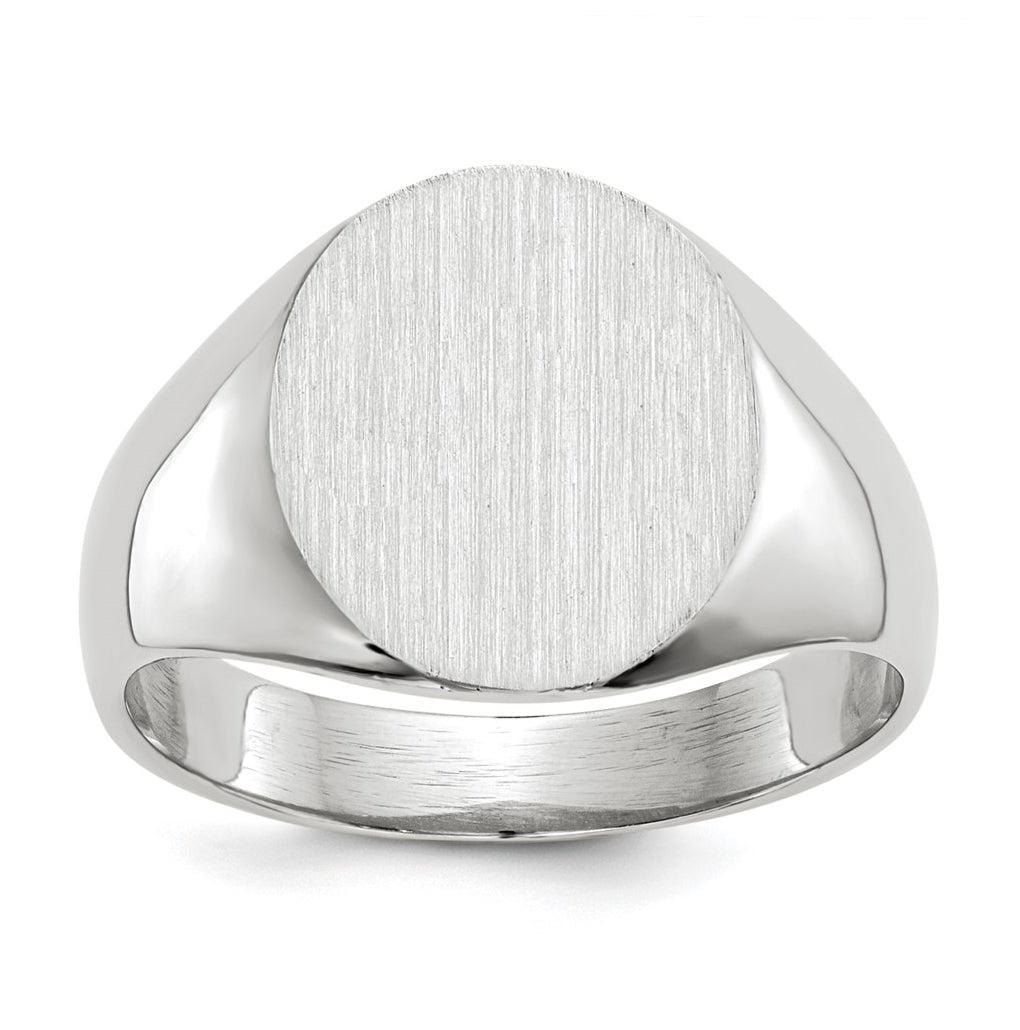 10k White Gold 12.5x12.0mm Closed Back Signet Ring