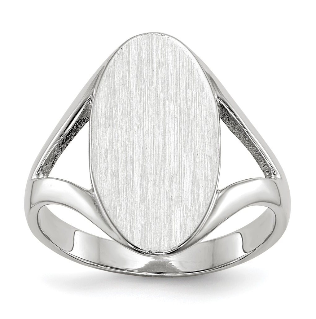 10k White Gold 17.0x9.0mm Closed Back Signet Ring