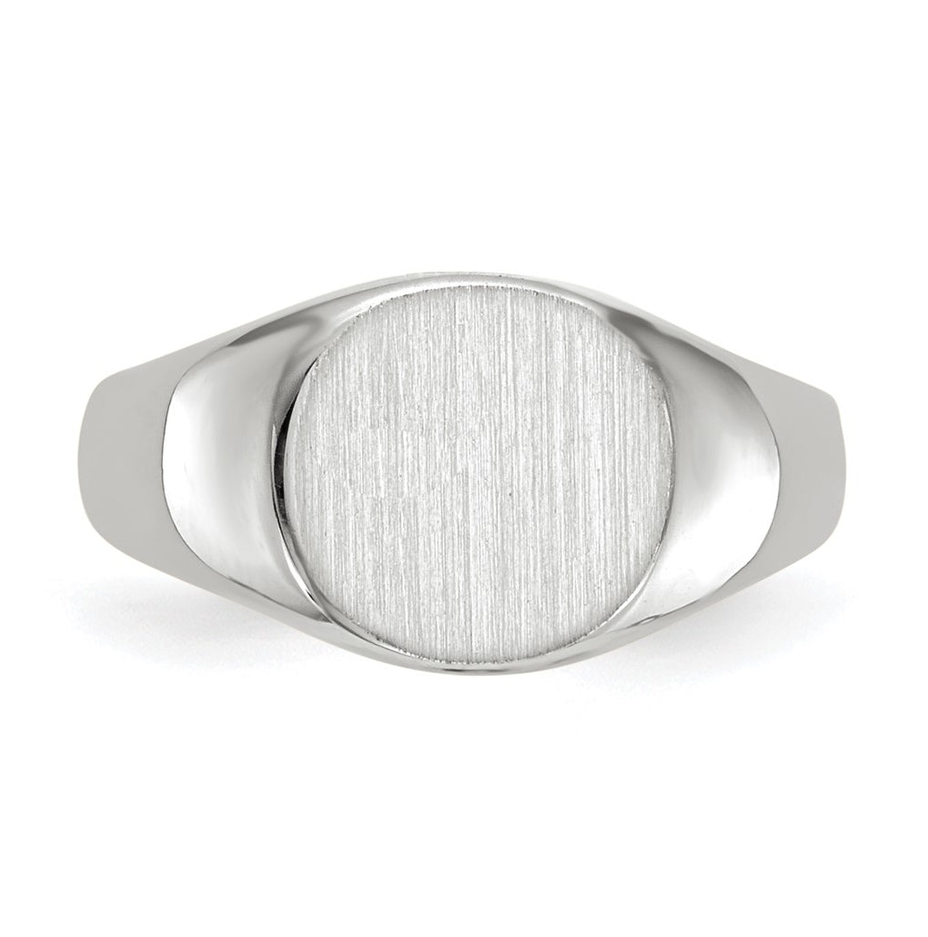 14k White Gold 8.5x8.0mm Closed Back Child's Signet Ring