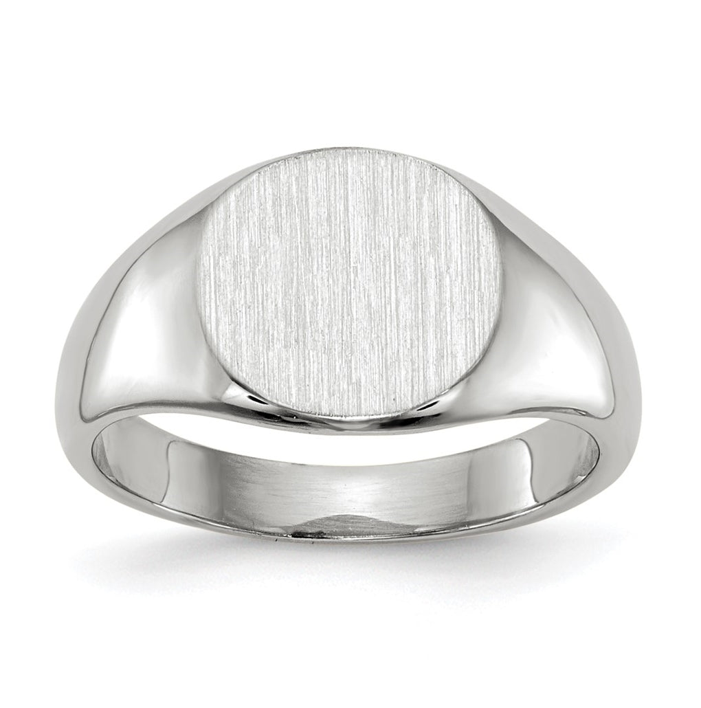 14k White Gold 8.5x8.0mm Closed Back Child's Signet Ring