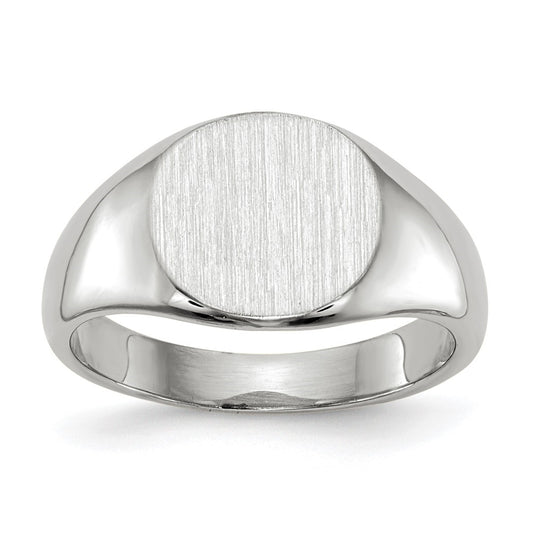14k White Gold 8.5x8.0mm Closed Back Child's Signet Ring