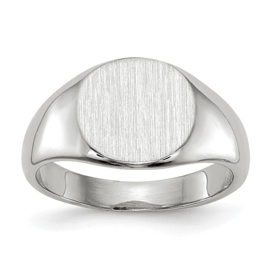 14k White Gold 8.5x8.0mm Closed Back Child's Signet Ring