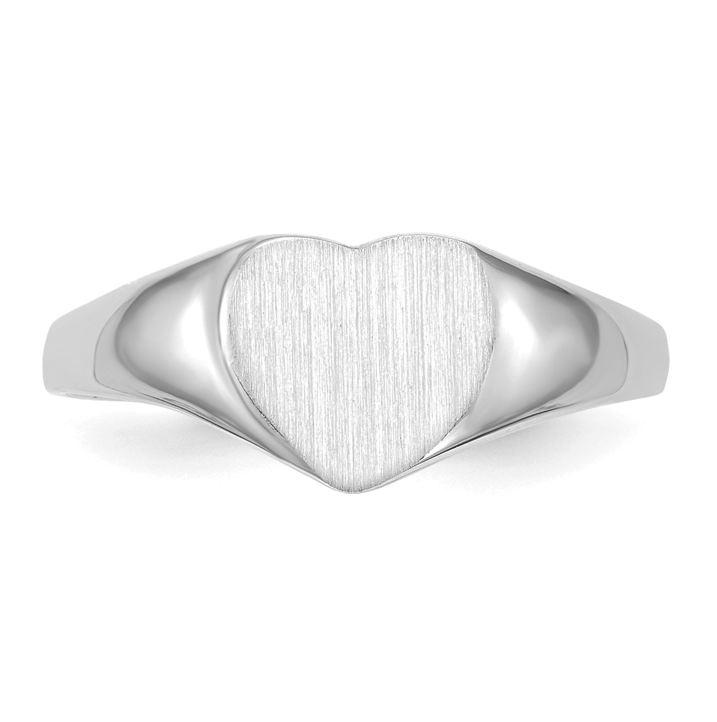 14k White Gold 8.5x9.0mm Closed Back Heart Signet Ring