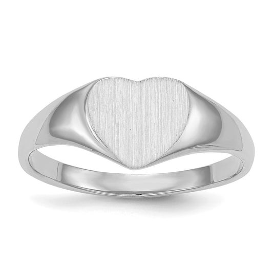 14k White Gold 8.5x9.0mm Closed Back Heart Signet Ring