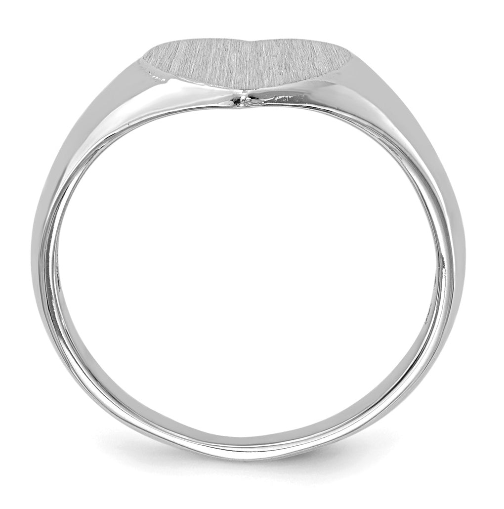 14k White Gold 8.0x7.5mm Closed Back Heart Signet Ring