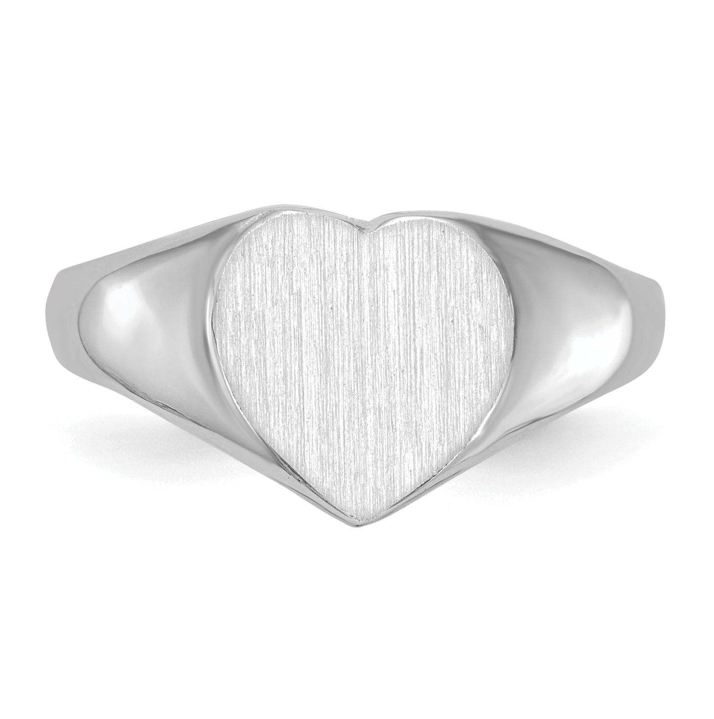 14k White Gold 7.5x8.0mm Closed Back Heart Signet Ring