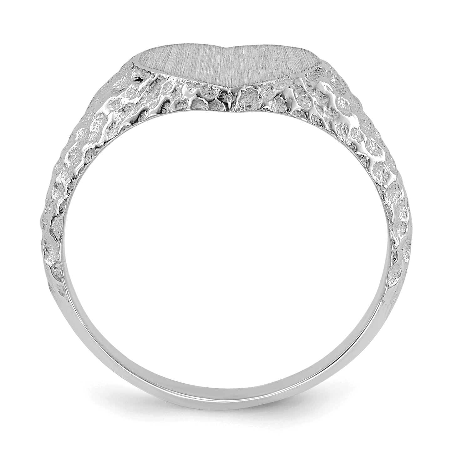14k White Gold 8.0x9.0mm Open Back Heart Signet Ring