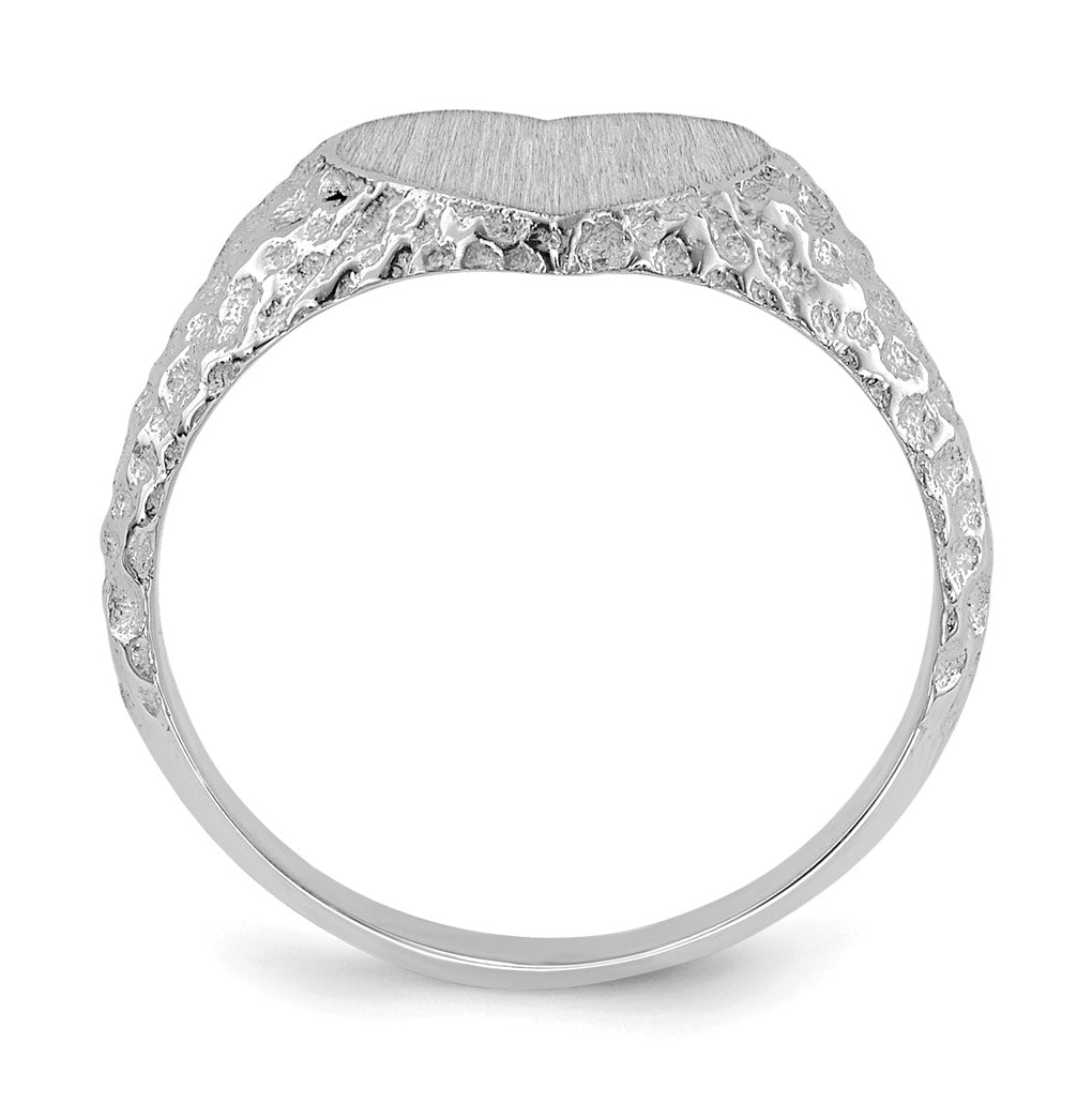 14k White Gold 8.0x9.0mm Open Back Heart Signet Ring