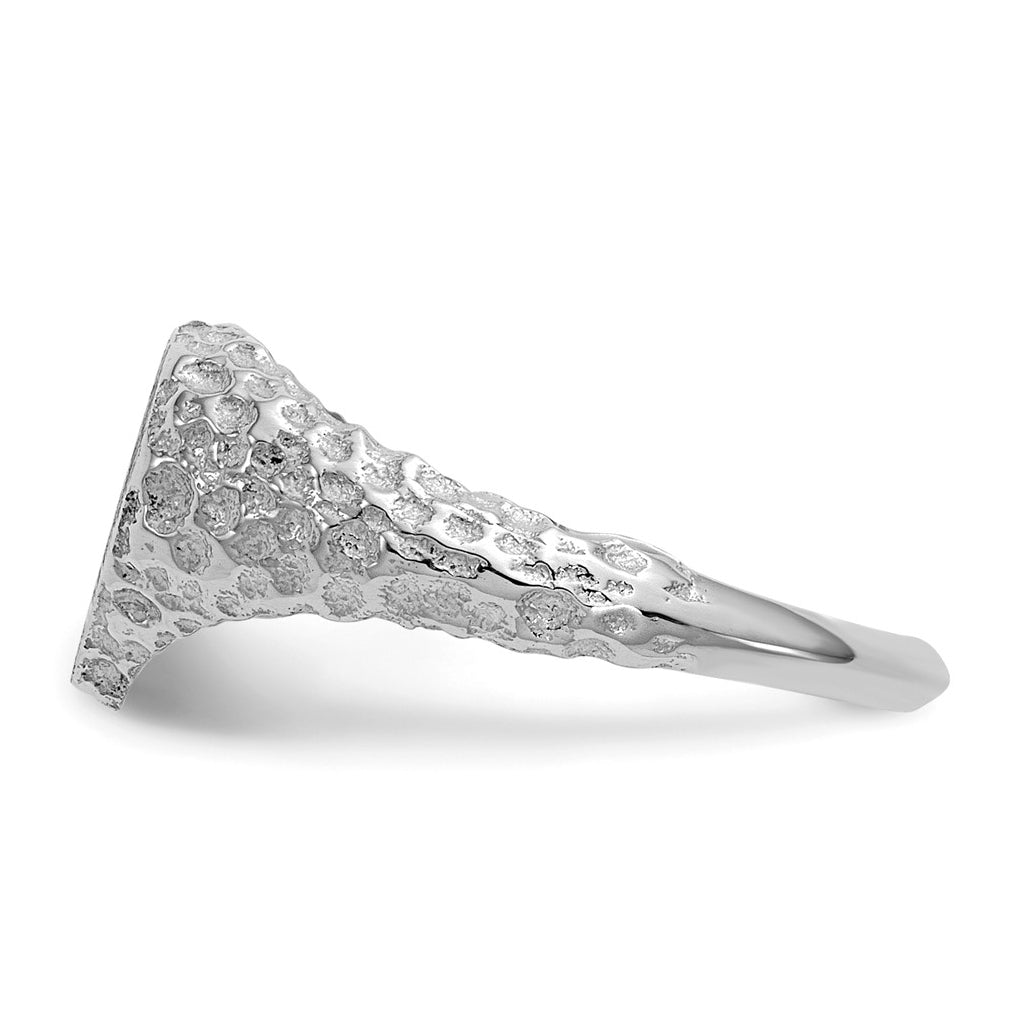 14k White Gold 8.0x9.0mm Open Back Heart Signet Ring