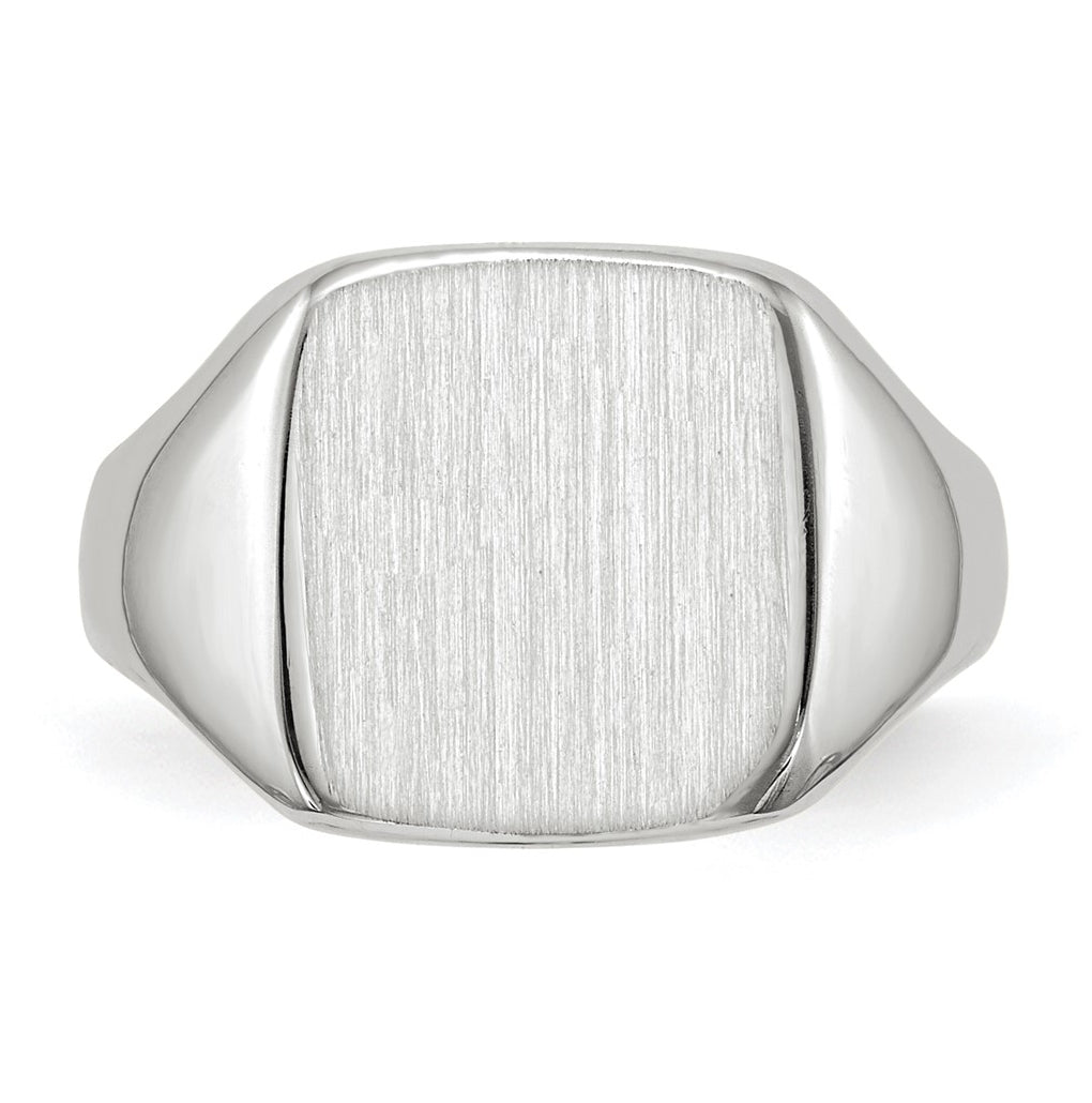 14k White Gold 10.5x11.0mm Closed Back Signet Ring