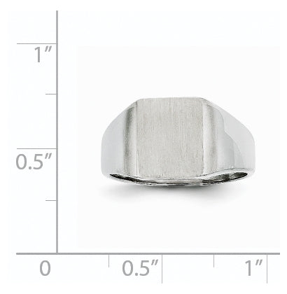 14k White Gold 11.0x10.5mm Closed Back Signet Ring