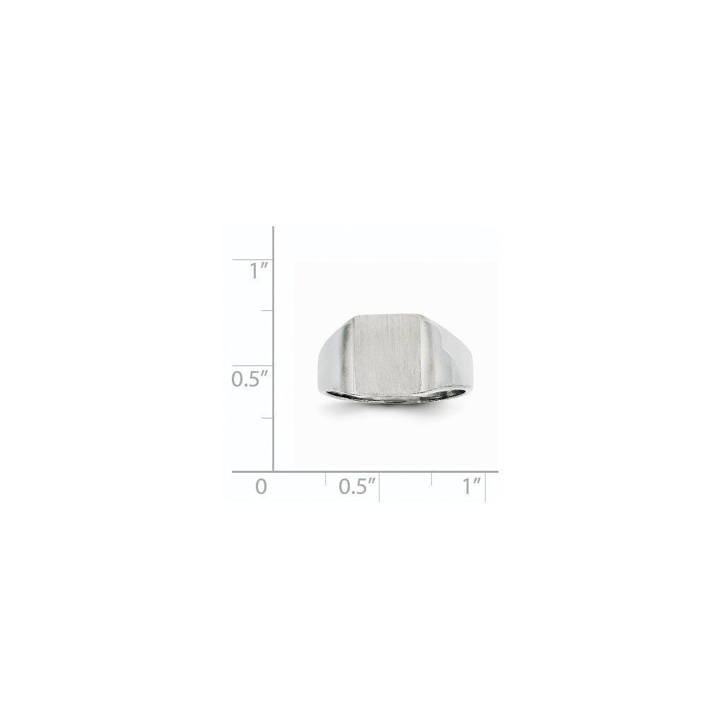 14k White Gold 10.5x11.0mm Closed Back Signet Ring
