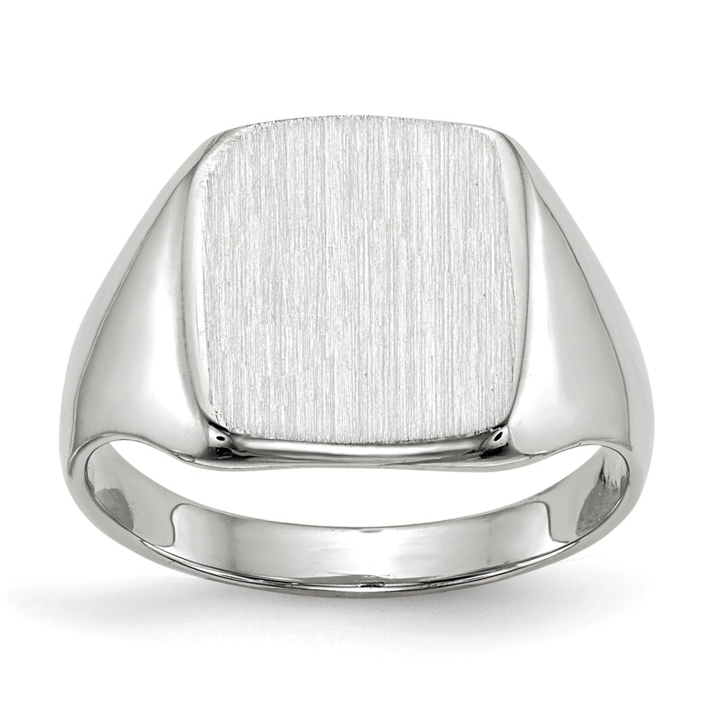 14k White Gold 11.0x10.5mm Closed Back Signet Ring