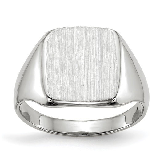 14k White Gold 11.0x10.5mm Closed Back Signet Ring