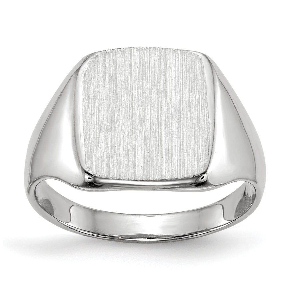 14k White Gold 10.5x11.0mm Closed Back Signet Ring