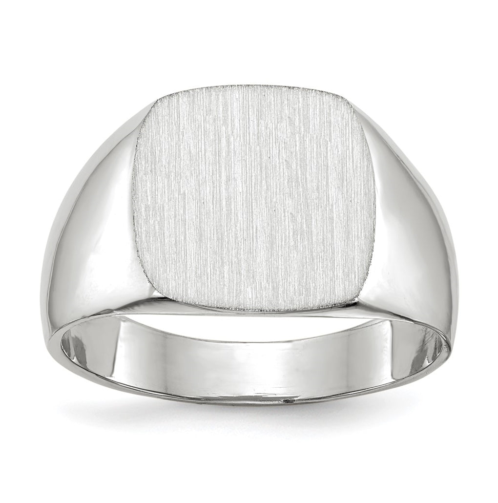 10k White Gold 12.5x12.5mm Closed Back Signet Ring