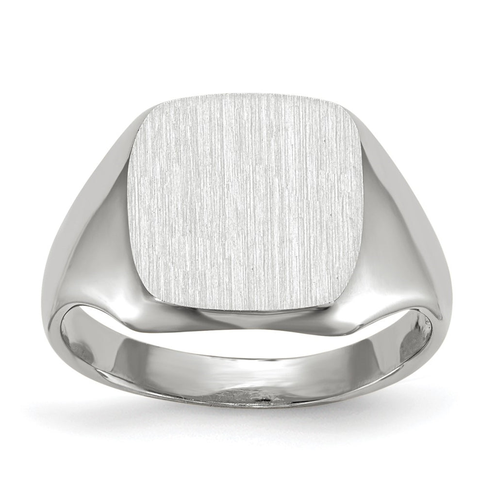 14k White Gold 11.0x10.5mm Open Back Signet Ring