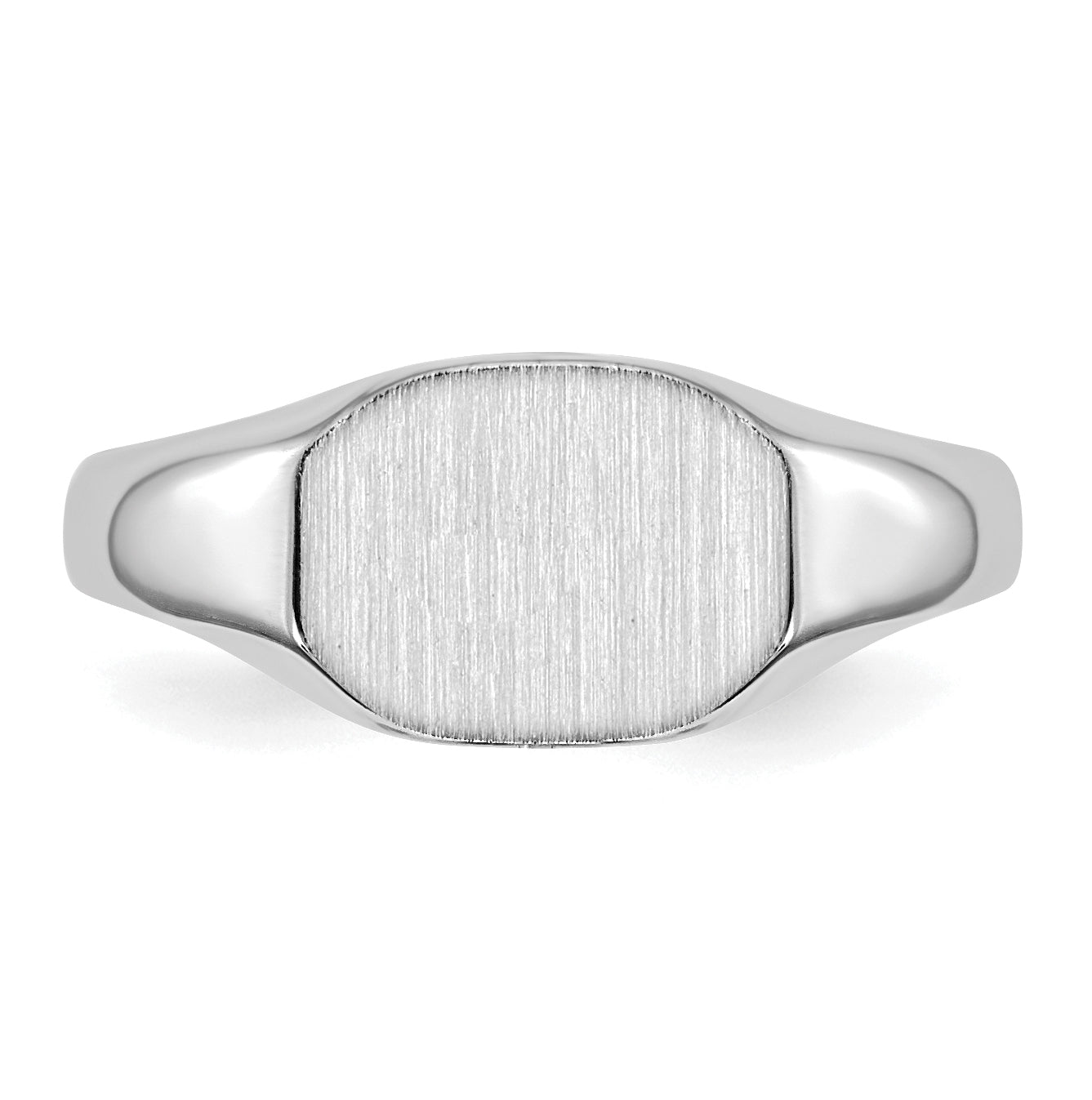 14k White Gold  8.0x6.5mm Open Back Child's Signet Ring