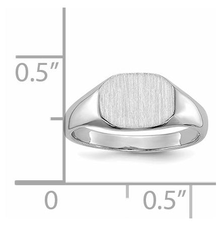 14k White Gold  8.0x6.5mm Open Back Child's Signet Ring