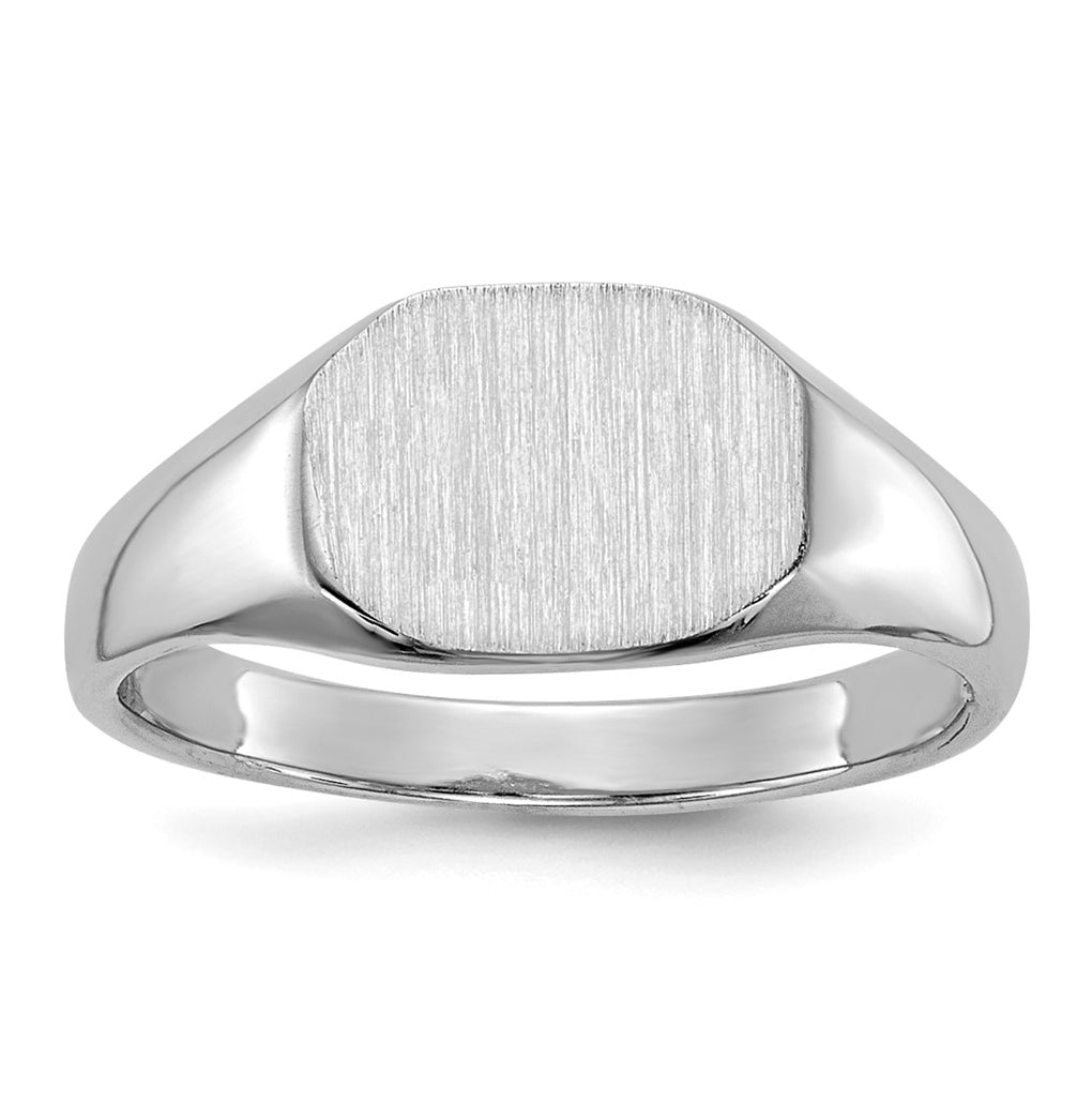 14k White Gold  8.0x6.5mm Open Back Child's Signet Ring